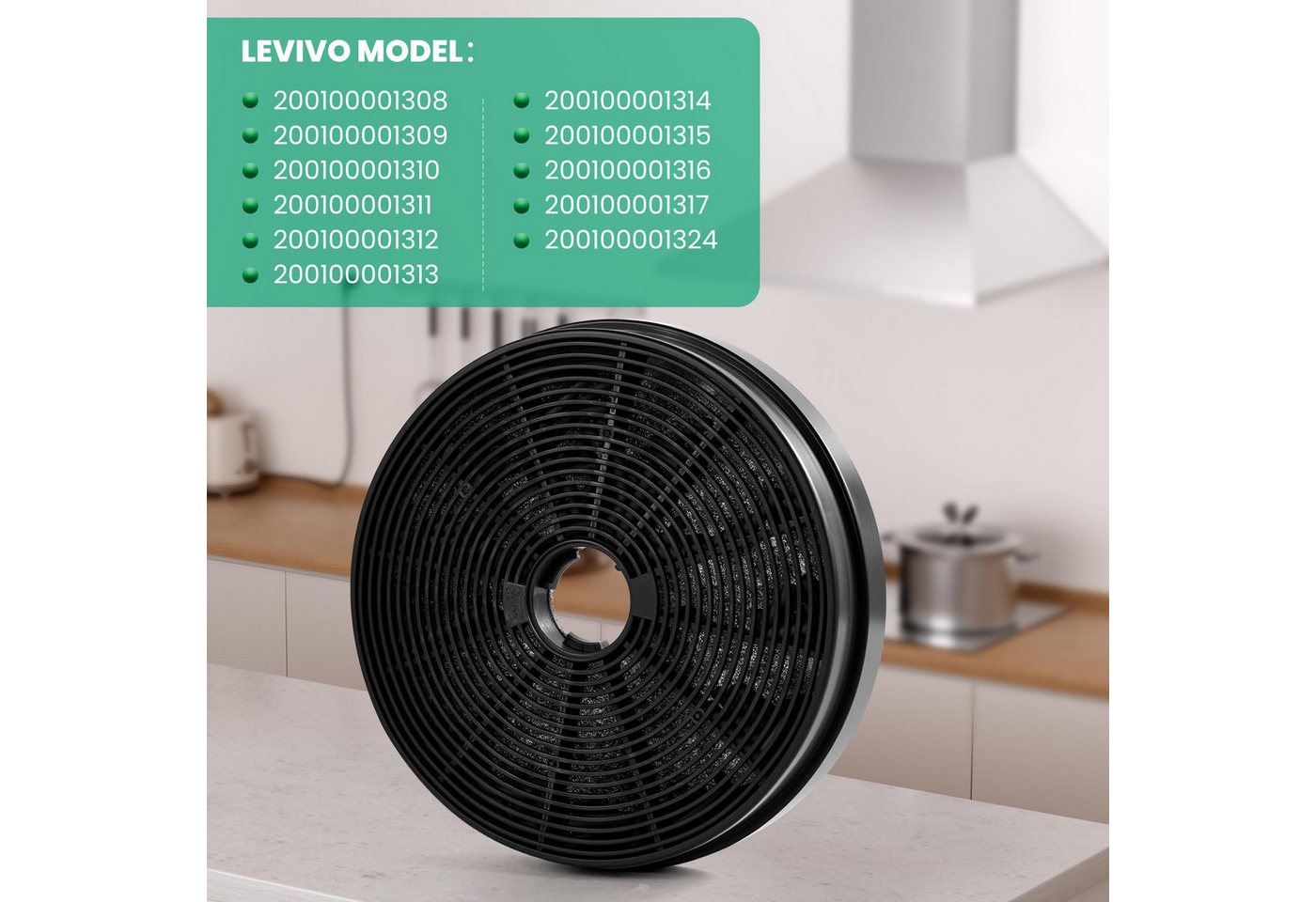 Levivo Aktivkohlefilter Ersatzfilter Austauschfilter für Levivo Dunstabzugshauben, Zubehör für LEVIVO Dunstabzugshauben Modelle: 200100001308 200100001309 200100001310 200100001313 200100001314 200100001312 200100001315 200100001324 200100001311 200100001316 200100001317 Bild 2