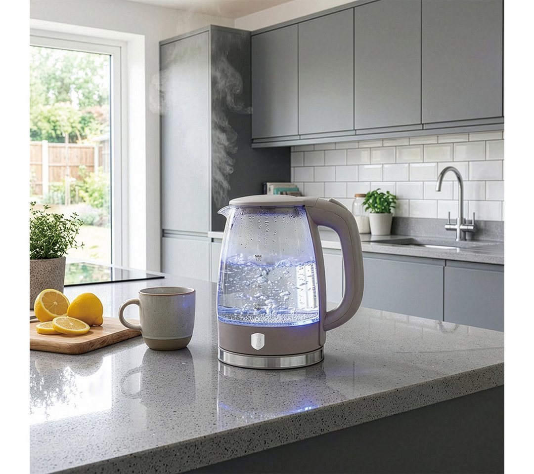 BerlingerHaus Wasserkocher Mattes Taupe, 1,7 l, 2200 W, Hochwertiges Borosilikatglas Bild 5