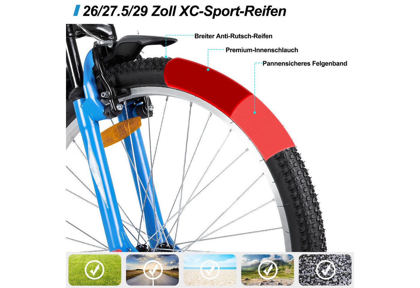 HILAND Mountainbike 26/27,5/29 Zoll Herren Damen Studentenräder, Gelände Pendlerräder Bild 2