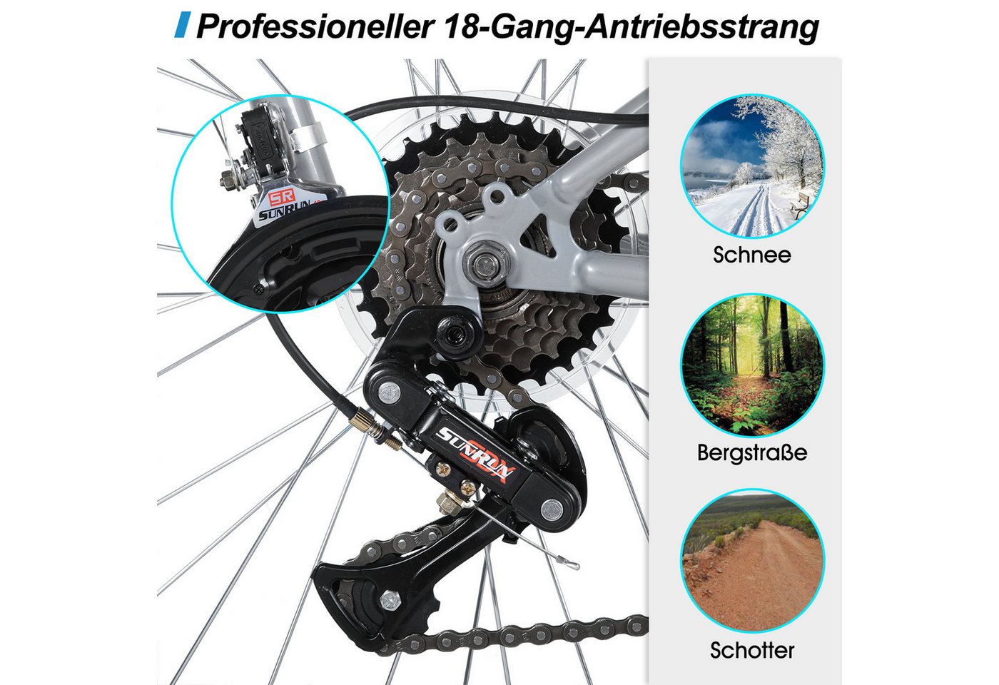 HILAND Mountainbike 26/27,5/29 Zoll Herren Damen Studentenräder, Gelände Pendlerräder Bild 3