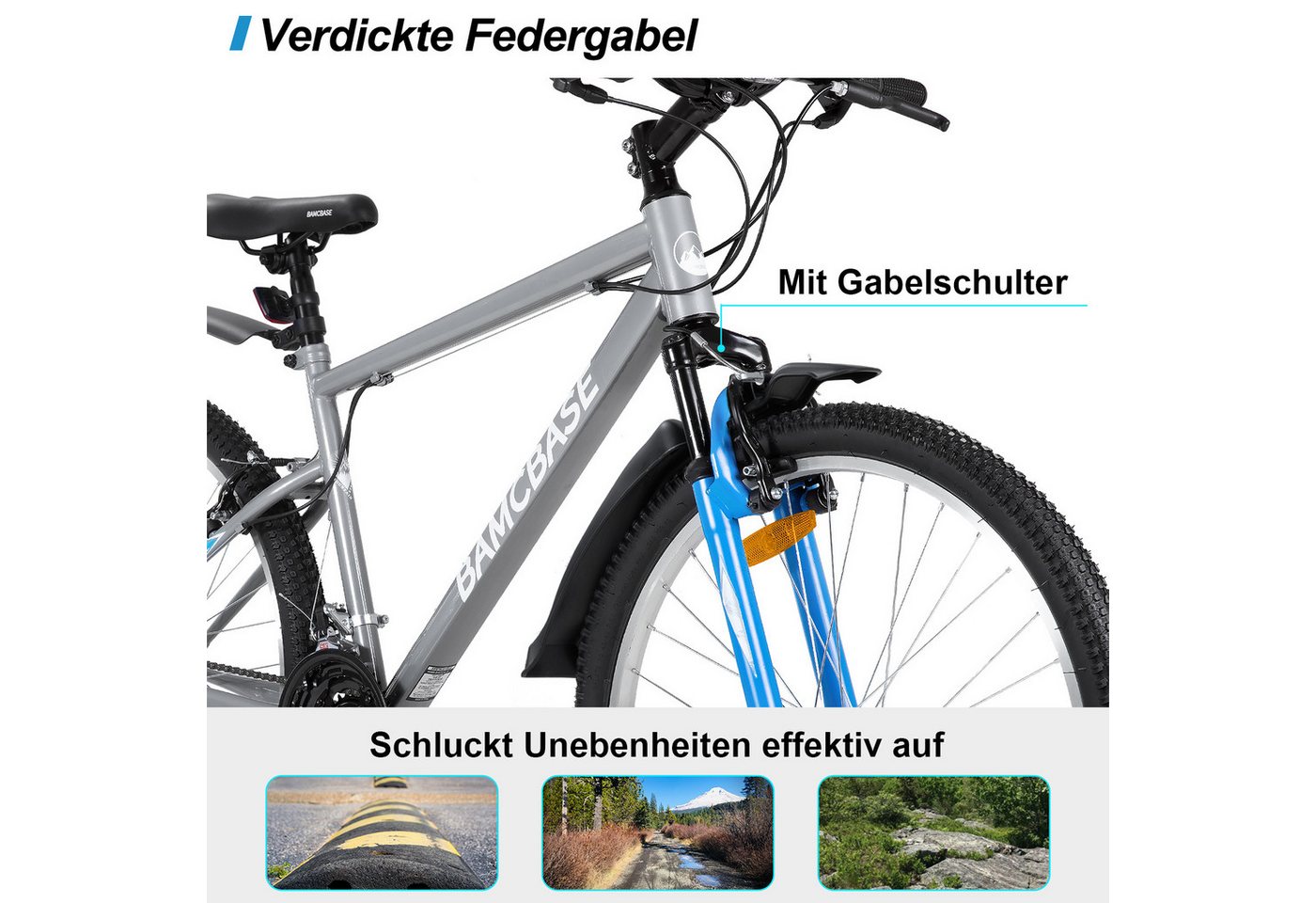 HILAND Mountainbike 26/27,5/29 Zoll Herren Damen Studentenräder, Gelände Pendlerräder Bild 5
