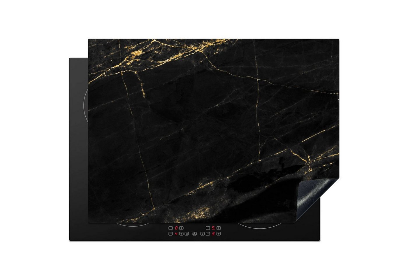 MuchoWow Herd-Abdeckplatte Marmoroptik/print - Luxus - Schwarz - Gold, Vinyl, (1 tlg), Küche Herdabdeckung Ceranfeld Induktionsfeld Vinyl, 65x50 cm Bild 4