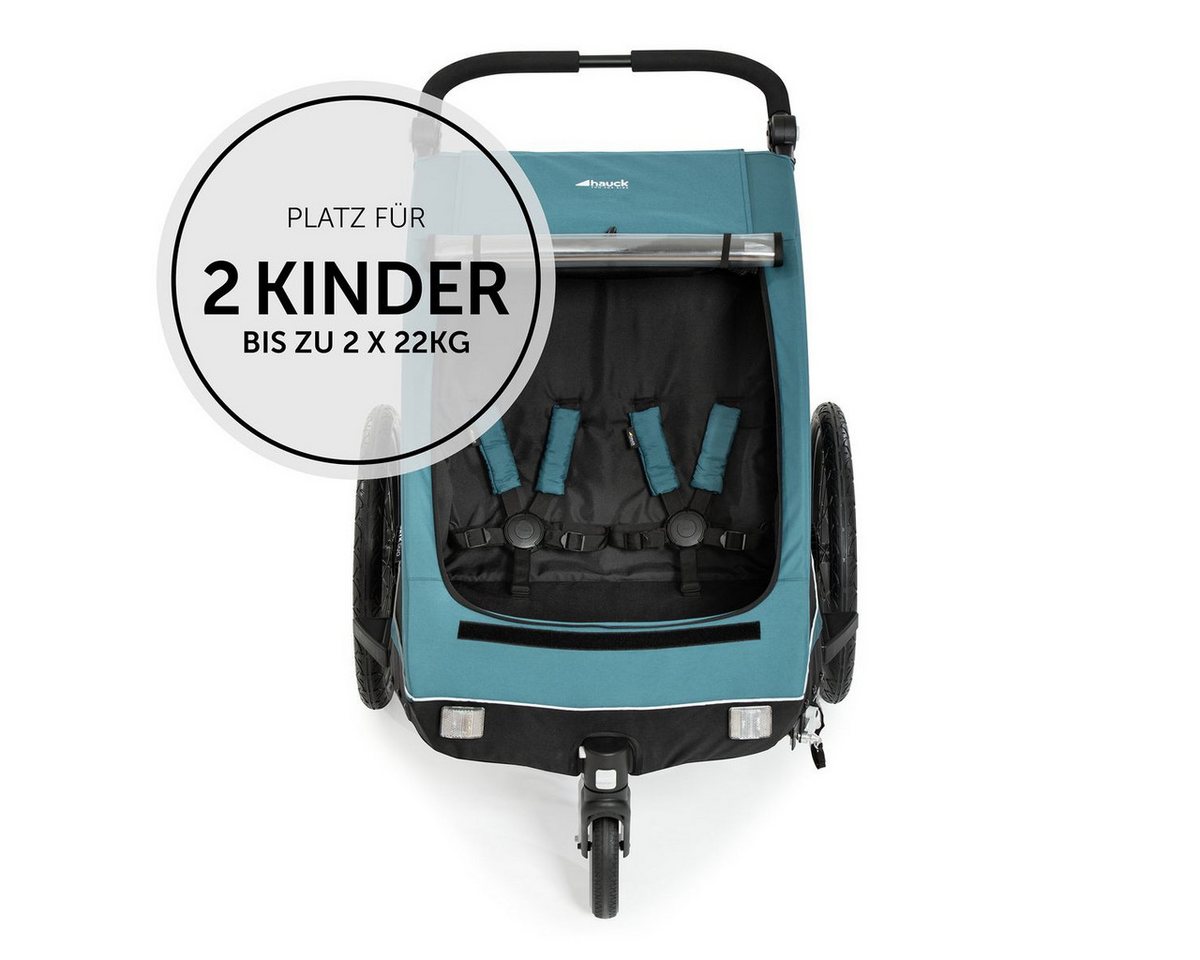 Hauck Fahrradkinderanhänger Dryk Duo - Ocean Green, Fahrradanhänger Buggy für 2 Kinder mit Regen-und Sonnenschutz Bild 4