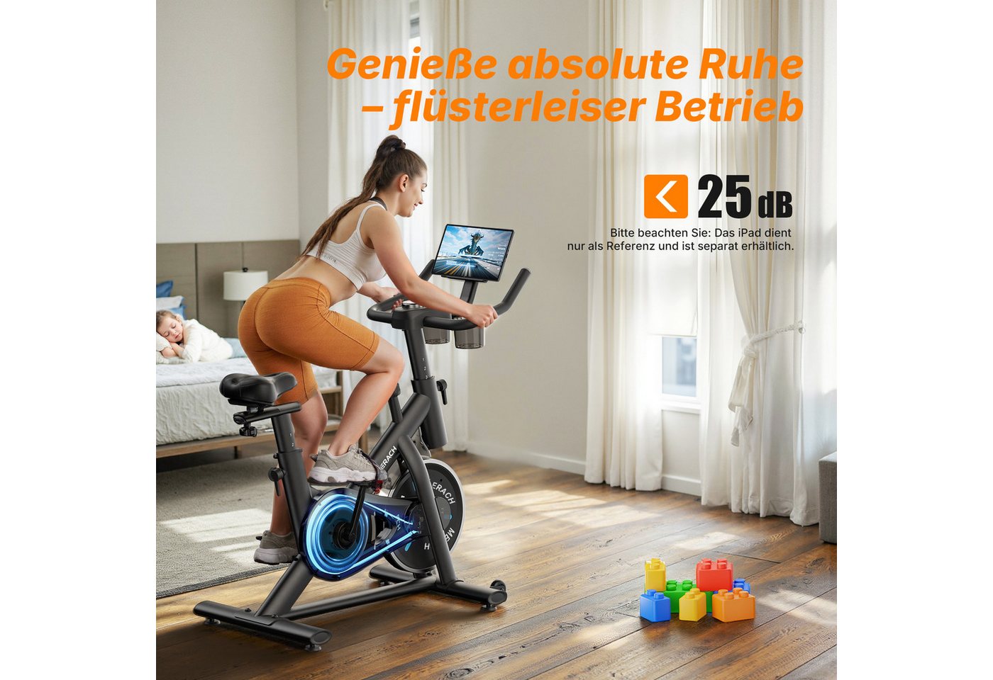 MERACH Heimtrainer Fahrrad leises Trimmrad mit Magnet-Widerstand & App (1-tlg), Leises Magnet-Bremssystem, 8-Stufen, stabil, belastbar bis 136 kg Bild 3