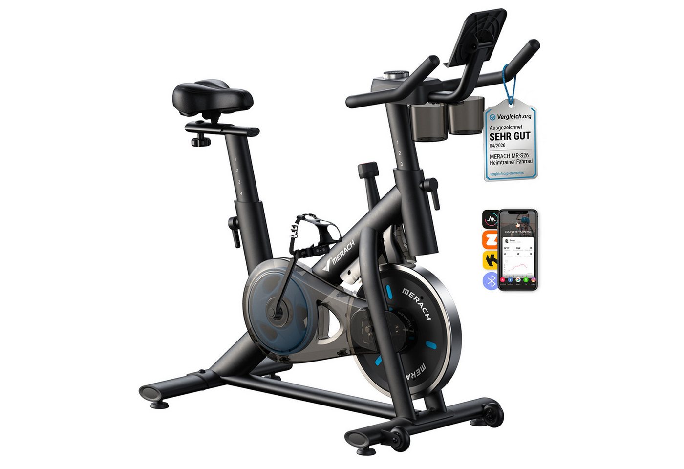 MERACH Heimtrainer Fahrrad leises Trimmrad mit Magnet-Widerstand & App (1-tlg), Leises Magnet-Bremssystem, 8-Stufen, stabil, belastbar bis 136 kg Bild 5