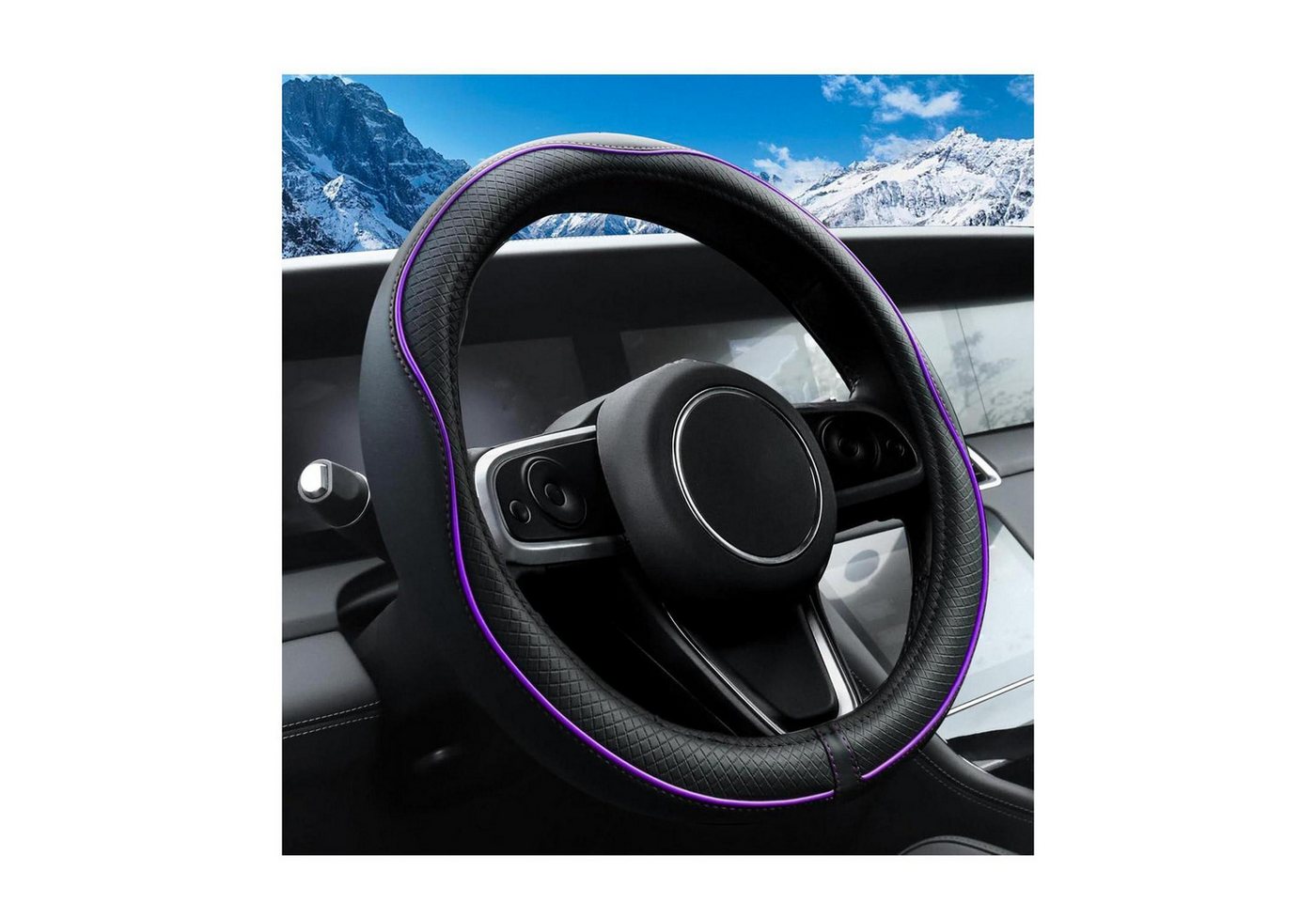 LuxusKollektion Lenkradbezug Lenkradbezug rutschfest Autozubehör 37 38 cm Schwarz-Lila