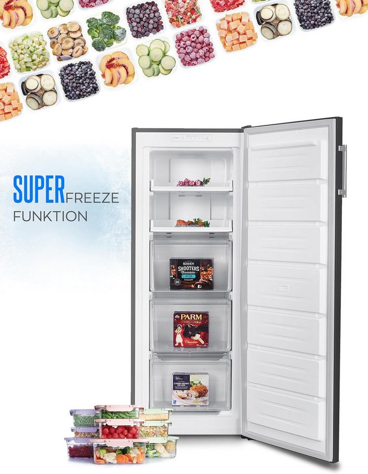 Heinrich´s Gefrierschrank HGS 3192 IX, 143 cm hoch, 60 cm breit, 161L Gefrierschrank, No-Frost Schutz, LED-Display, Alarmfunktion Bild 3