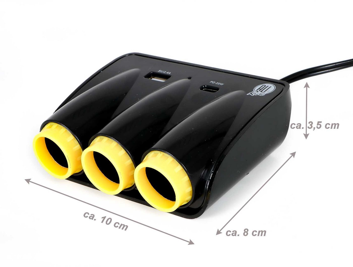 All Ride Zigarettenanzünder-Verteiler 3-fach Steckdosen Verteiler (12/24 Volt Steckdose, 1-St., mit USB-A und USB-C-Port), Auto LKW 3-fach Steckdosen Verteiler Bild 3