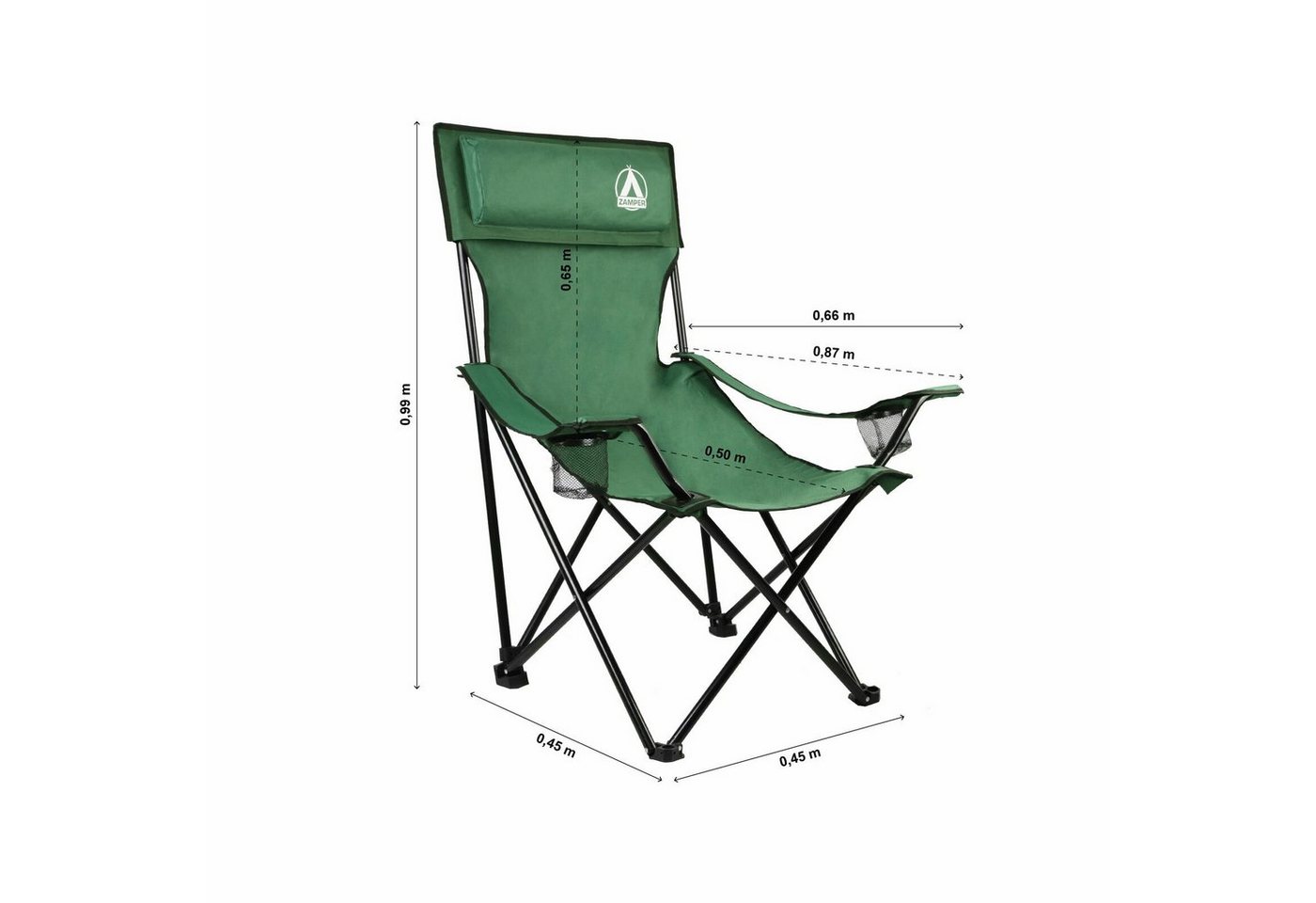 Zamper Campingstuhl Faltbar – Angelstuhl 150kg & Faltstuhl Getränkehalter Kopfkissen, Mit praktischer Tragetasche Bild 4