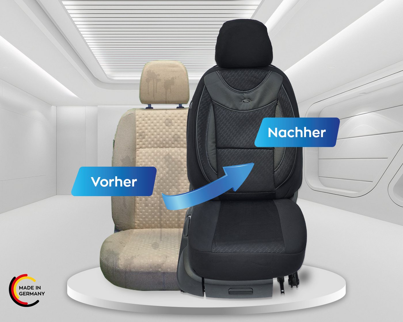 BREMER SITZBEZÜGE Autositzbezug für Nissan Qashqai Bj 2006-13 (G102), Set, 2-tlg., Schonbezüge Sitzbezüge Fahrer und Beifahrer, in Schwarz Bild 3