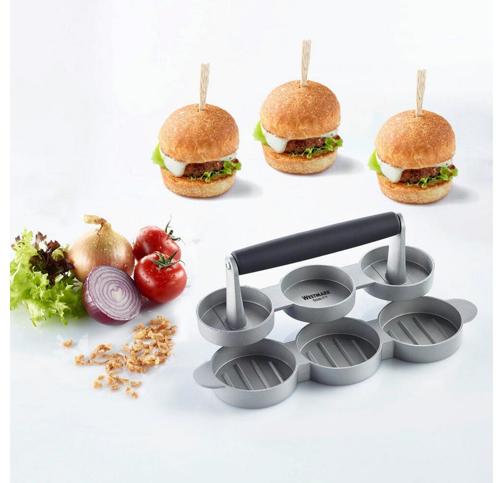 WESTMARK Hamburger Maker Mini, formt 3 Mini-Patties (ca. 6,5 cm) gleichzeitig