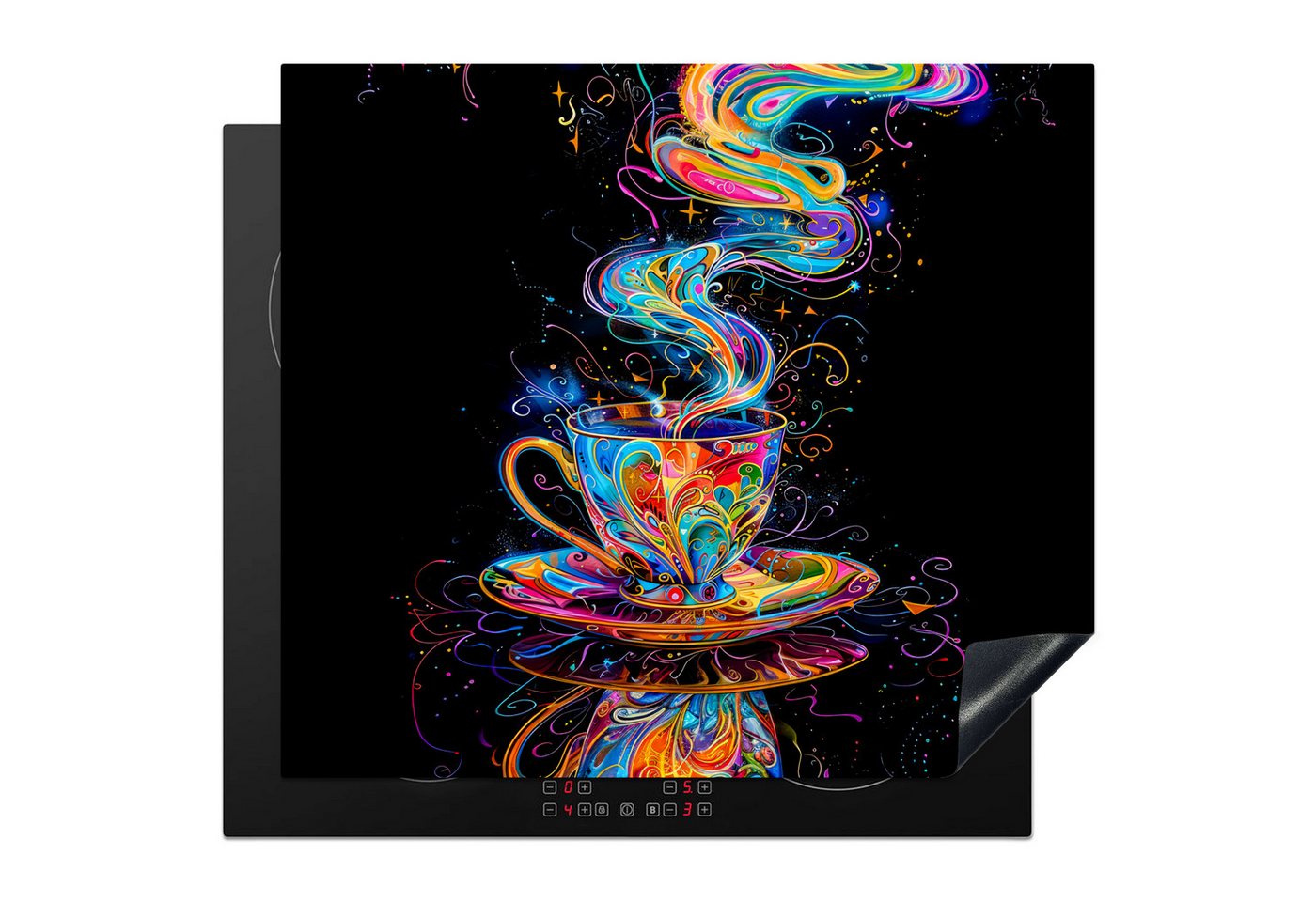 MuchoWow Herd-Abdeckplatte Kaffee - Bunt - Tasse - Schwarz, Vinyl, (1 tlg), Küche Herdabdeckplatte Ceranfeld Vinyl Einteilig, 59x52 cm Bild 4