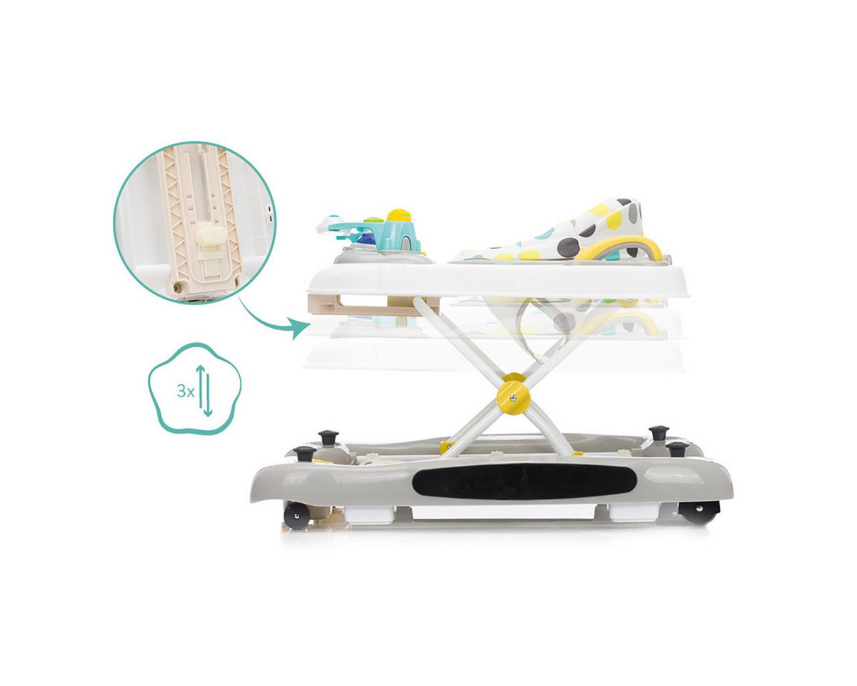 Fillikid Fahrradhelm Fillikid Lauflerngerät Punkte gelb/grau, Lauflernhilfe Babywalker Spiel- und Lauflernwagen