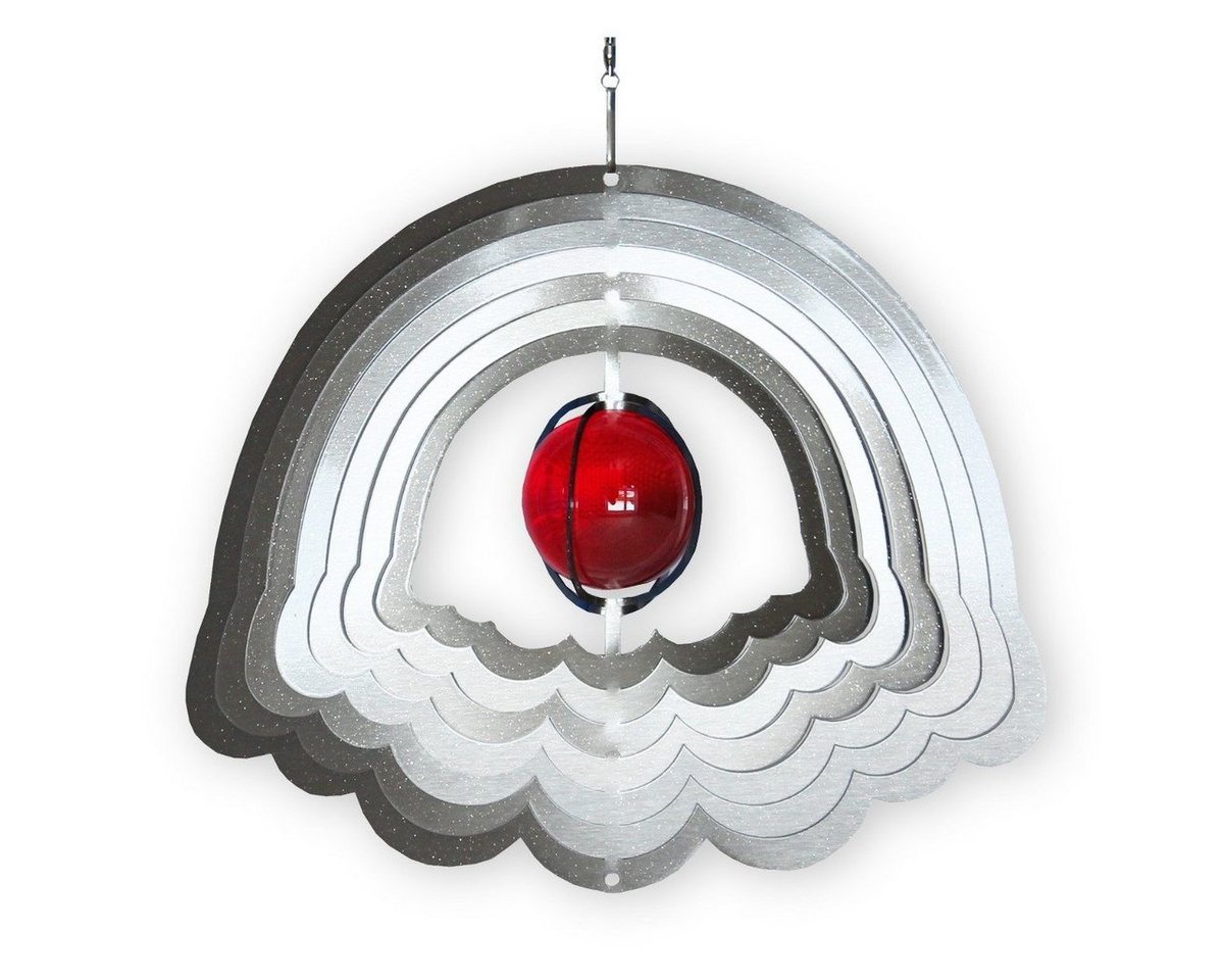 colourliving Windspiel Windspiel Metall 3D Blume Edelstahl Windspiele hängend mit Glaskugel (1x Windspiel), inklusive Aufhängung, farbige Glaskugel