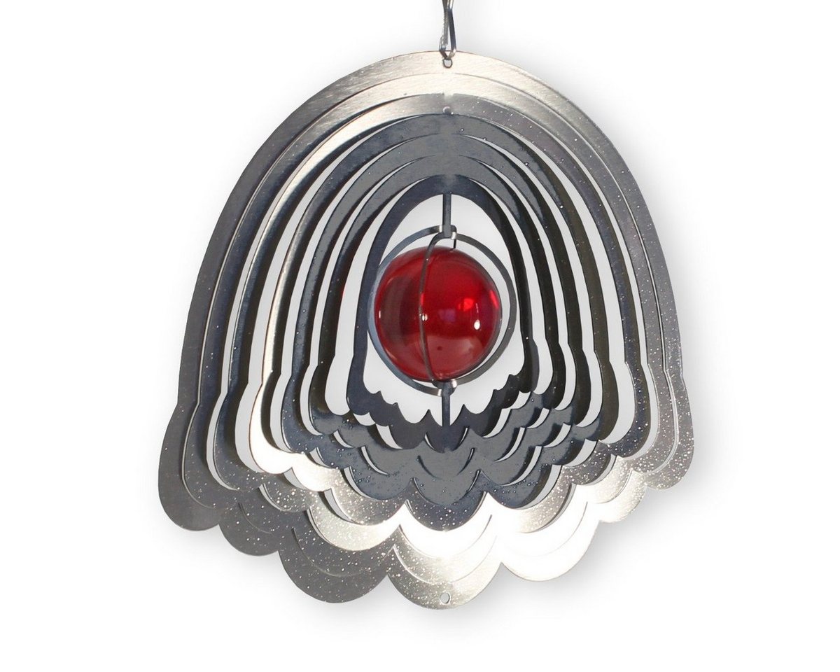 colourliving Windspiel Windspiel Metall 3D Blume Edelstahl Windspiele hängend mit Glaskugel (1x Windspiel), inklusive Aufhängung, farbige Glaskugel Bild 5