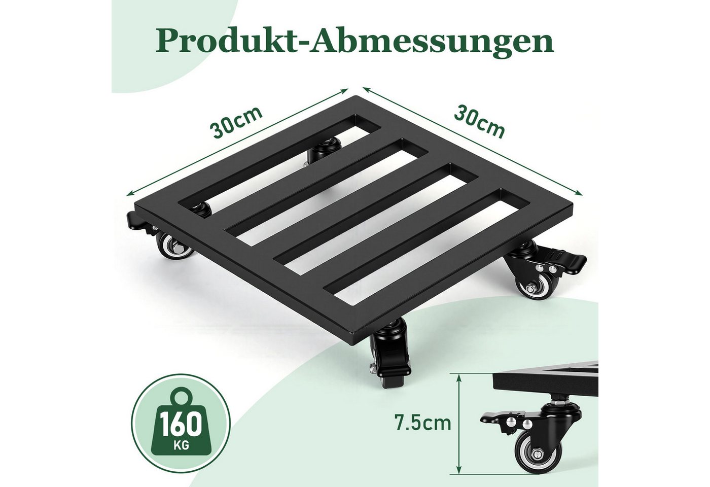 Clanmacy Pflanzenroller 2-4 Stück Pflanzenroller aus Metall 30 cm Pflanzuntersetzer mit Rollen Bild 4