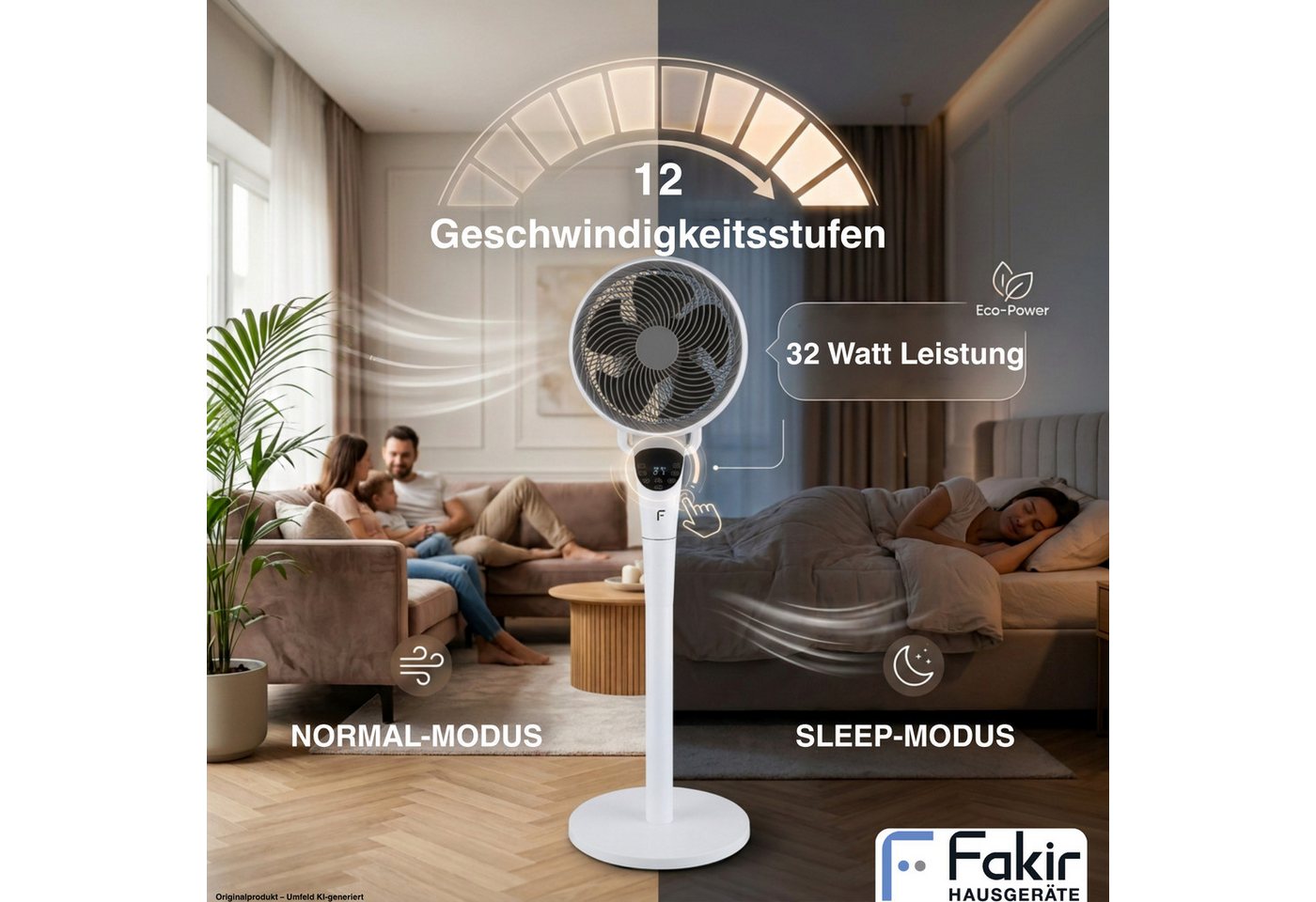 FAKIR Standventilator Stand Tisch Ventilator 2in1 prestige VC550 3D Oszilation