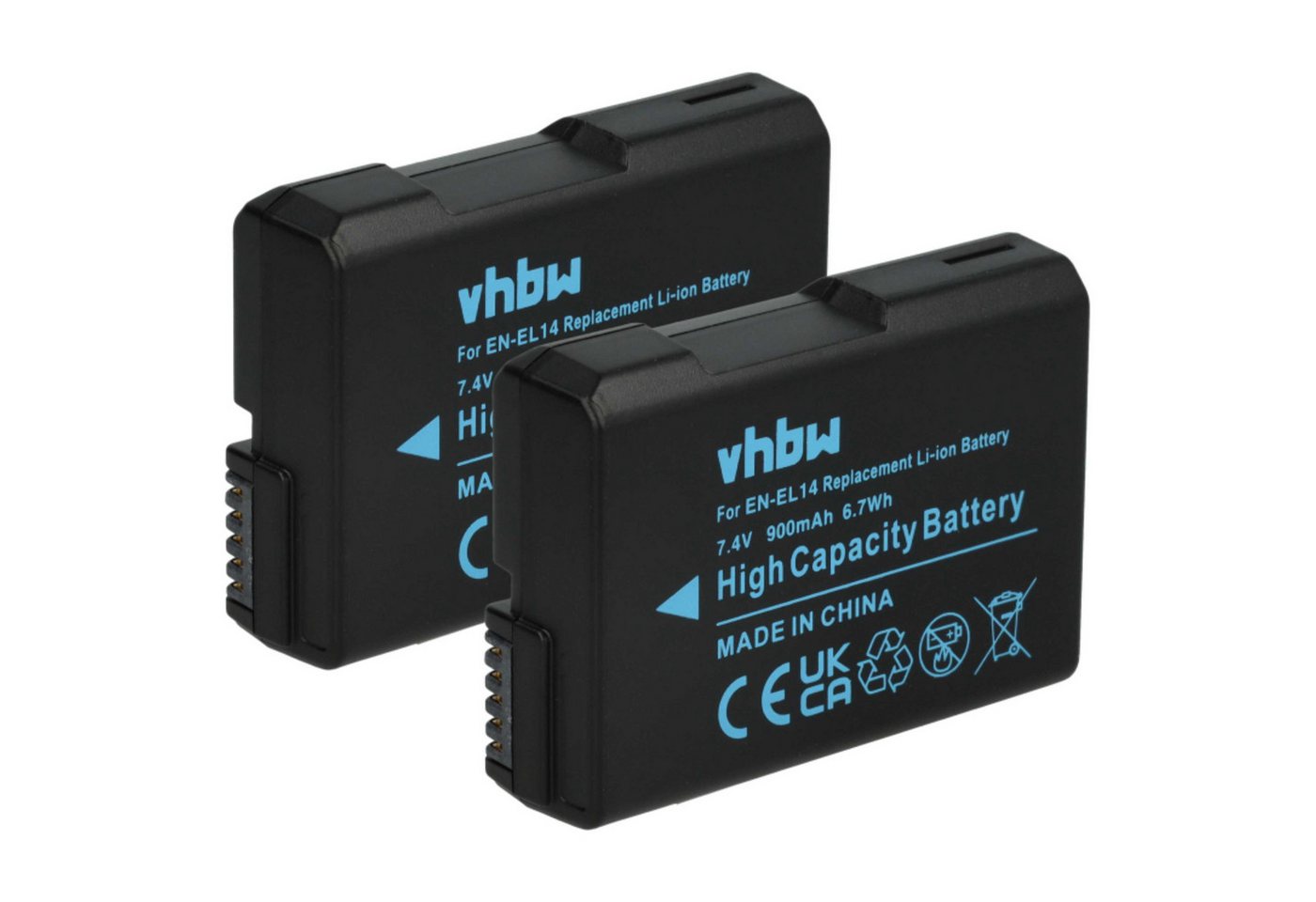 vhbw Akku Ersatz für Nikon EN-EL14 für Kamera / Foto / Kompaktkamera (950 Kamera-Akku Akku Li-Ion 950 mAh (7,2 V, 2 St), Leistungsfähige Austausch-Akkus für Digitalkamera, Spiegelreflexkamera Bild 4
