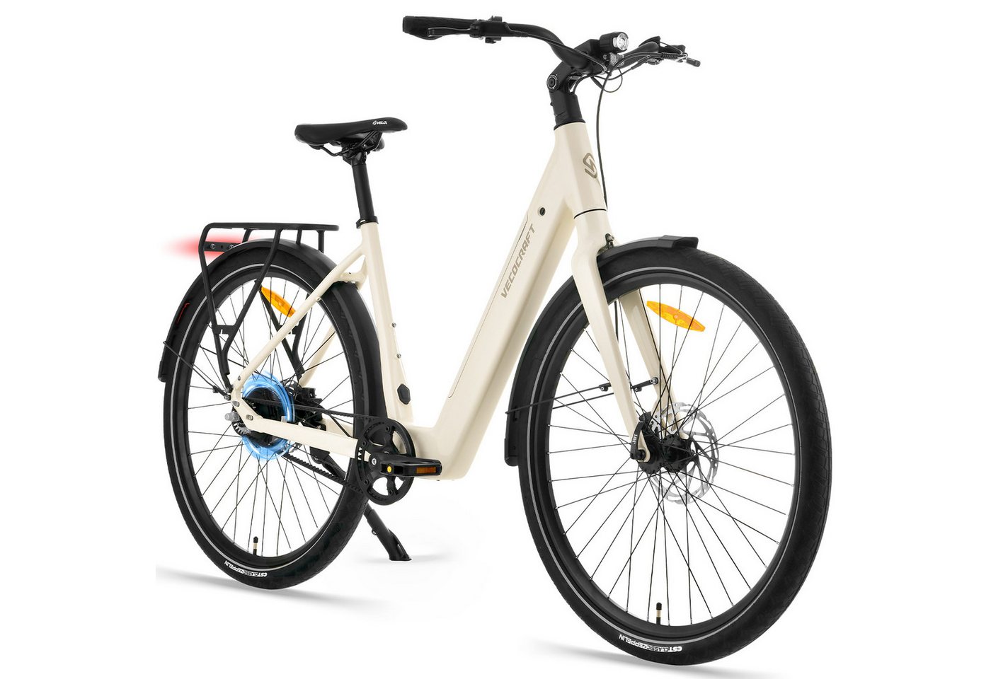 VECOCRAFT E-Bike Cityrad 28‘’ Automatische 2-Gang-Schaltung mit Drehmomentsensor, 45Nm LUNA 2.0, Heckmotor, 360 Wh, (nach EN 15194), wartungsarmer Gates Riemenantrieb, Stadtpedelec für Damen & Herren Bild 4