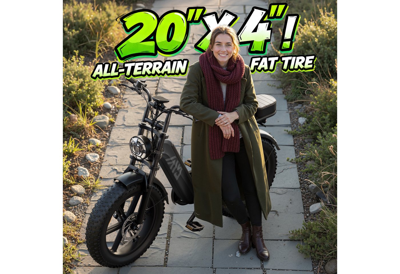 SISIGAD Mountainbike 20'' Fat Tire E-Bike 48V 15AH,250W, Herausnehmbarer Akku, APP, R7, Shimano, 7-Gang Schaltung,100 km Reichweite(PAS) für Alltag und Freizeit Bild 2