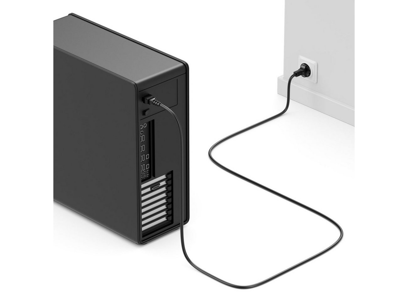 deleyCON deleyCON 2m Stromkabel Schutzkontakt Typ F (CEE 7/4) auf C13 Buchse Stromkabel