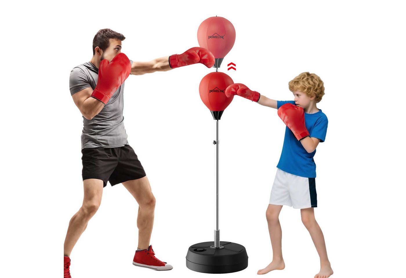 HOMELUX Punchingball 121-145cm Höhenverstellbar (Set, mit 2 Paar Handschuhe 1 Pump), für Jugendliche und Erwachsene Bild 2