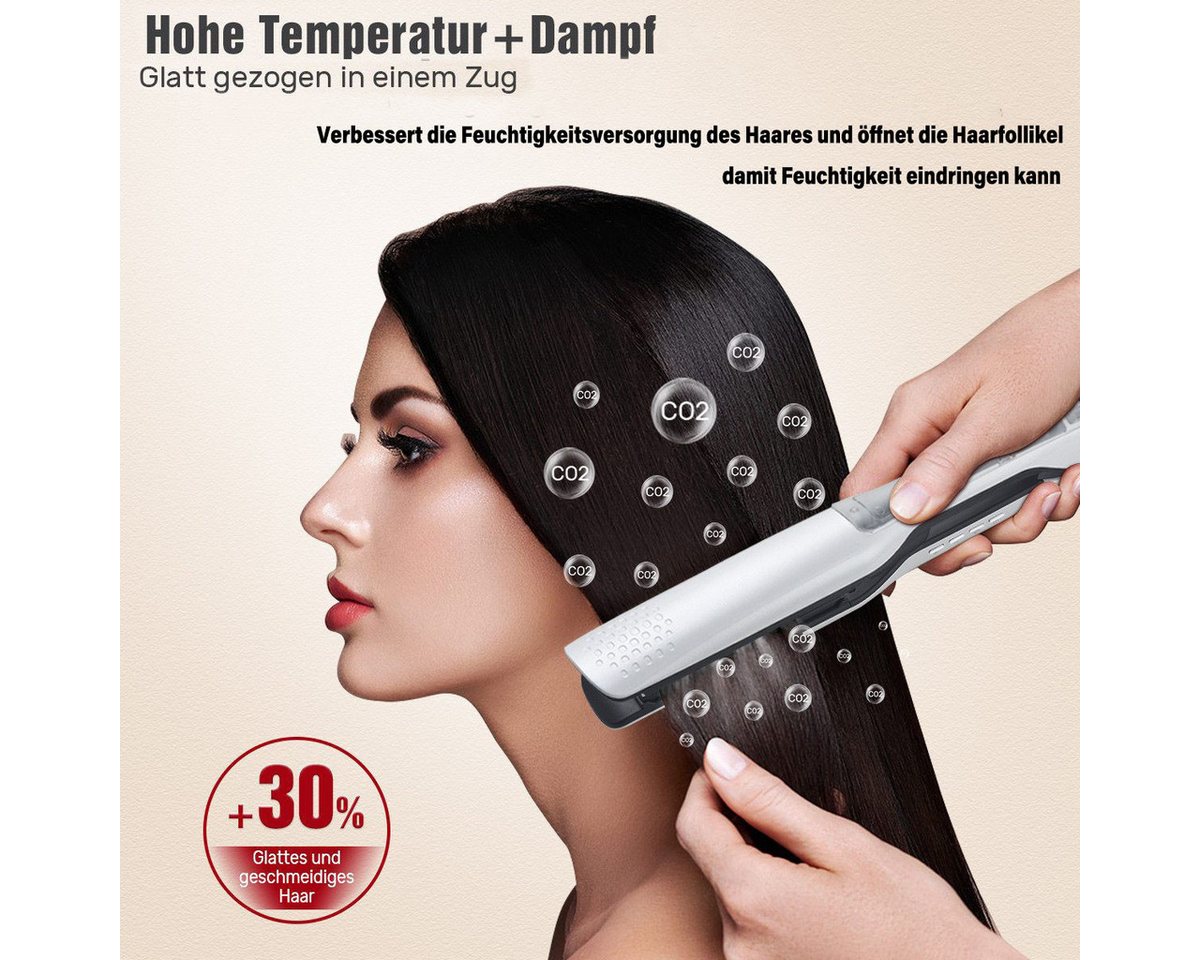 UKLISS Dampfglätter Profi Dampfglätteisen, 40 mm breite Keramikplatten mit LCD-Display, 65 W, Temperaturregelbar 100–230 °C, Dampftechnologie zum Haarschutz Bild 2