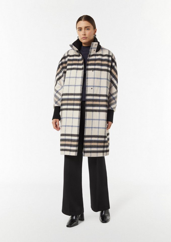 comma Funktionsmantel Outdoor-Jacke Karierter Mantel mit Strick-Details