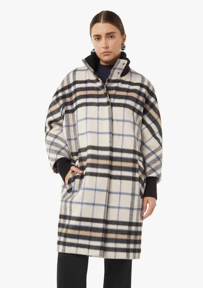 comma Funktionsmantel Outdoor-Jacke Karierter Mantel mit Strick-Details Bild 5