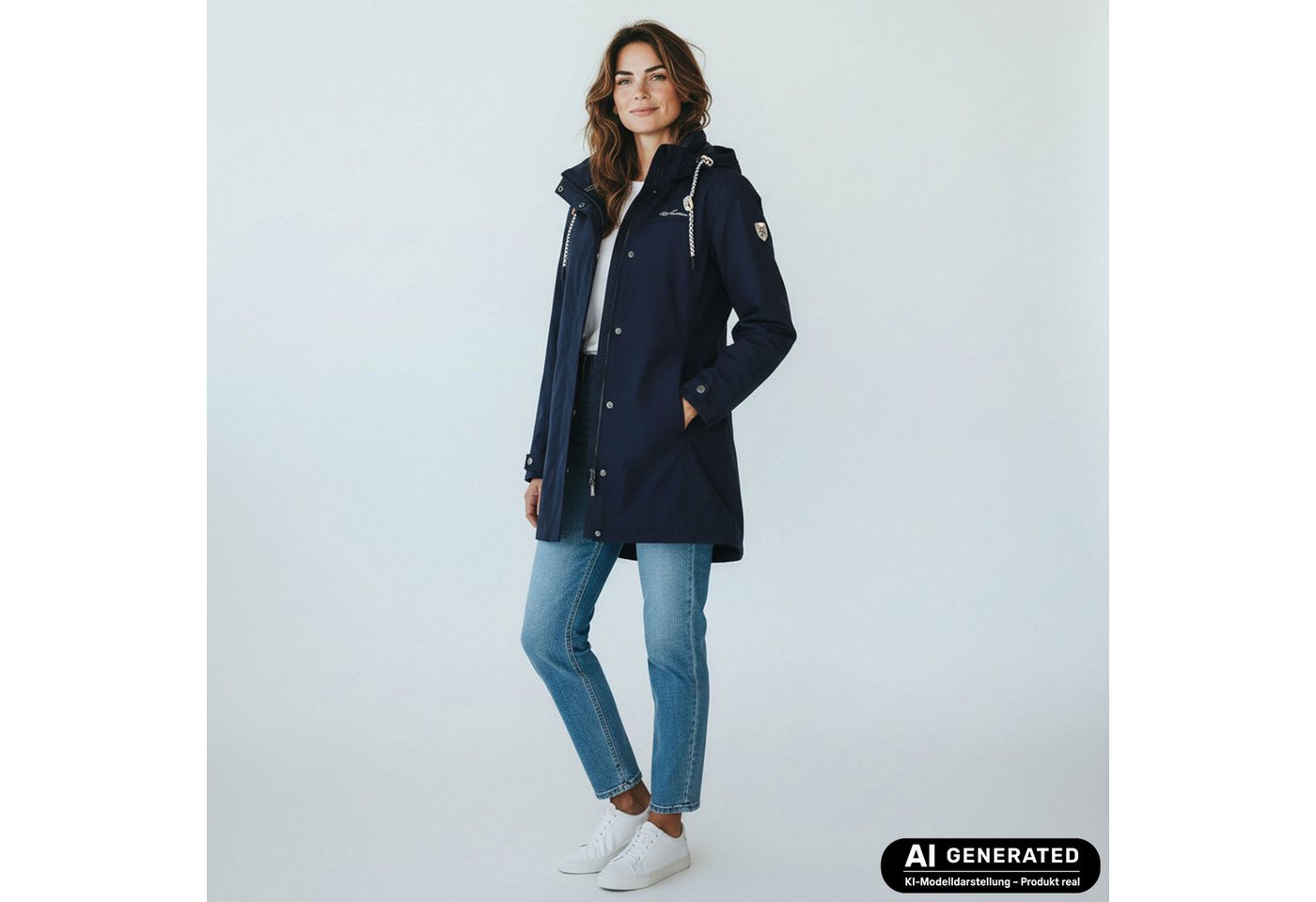 Dry Fashion Funktionsmantel Leer Damen Funktionsjacke Wasserdicht - Outdoor-Jacke Mantel Winddicht Atmungsaktiv, Verschweißte Nähte, Verstellbare und abnehmbare Kapuze Bild 3