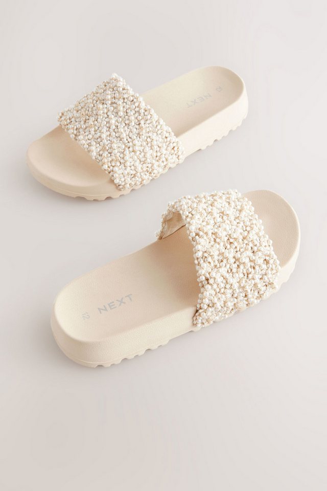 Next Slider-Sandale in Perlmuttoptik Badepantolette