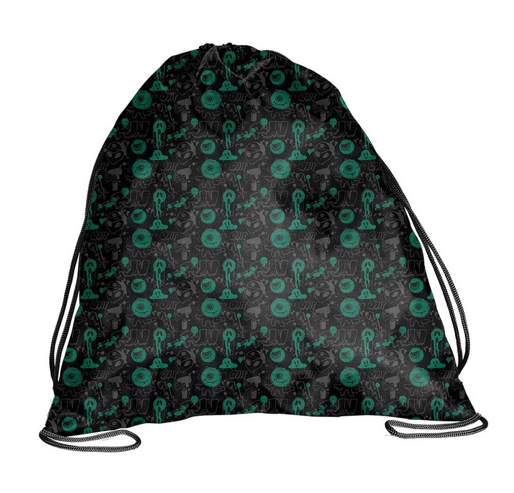 PASO Schulrucksack (Schulset, 5-tlg), UFO Mega Set 5-teilig – Schwarz, Grün