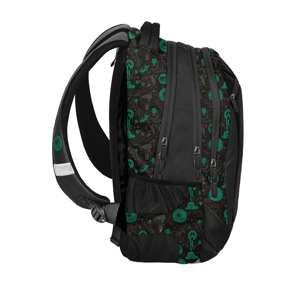 PASO Schulrucksack (Schulset, 5-tlg), UFO Mega Set 5-teilig – Schwarz, Grün Bild 3