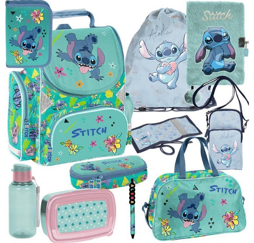 PASO Schulrucksack (Schulset, 11-tlg), Lilo & Stitch Mega Set XXL 11-teilig – Grün Bild 5