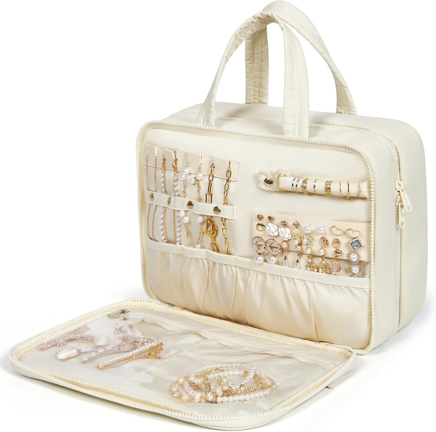 Cachito Kosmetiktasche Groß Kulturbeutel zum Aufhängen, Kulturtasche für Damen, Damen Reise Schmuck Organizer, Puffy Makeup Cosmetic Bag Organizer