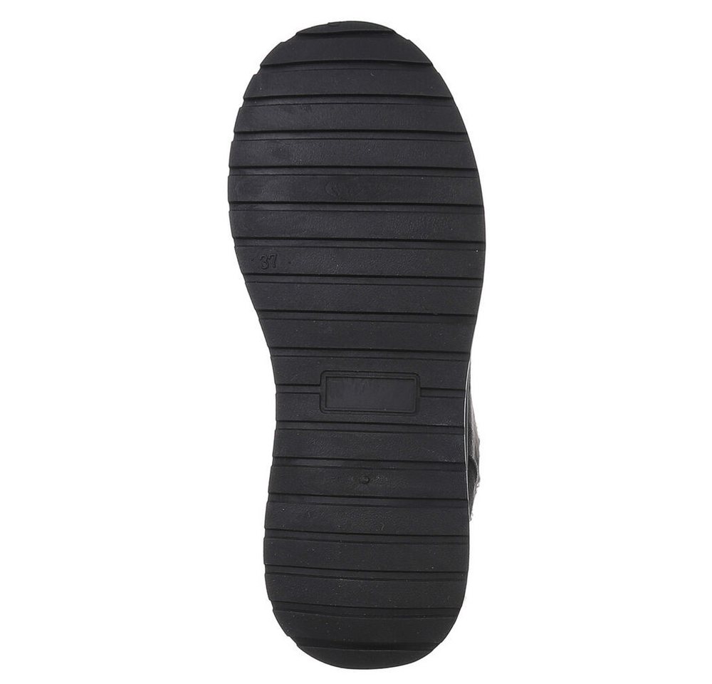 Ital-Design Modische Sneaker mit kuscheliger Fütterung für Damen Snowboots (90458039) Keilabsatz/Wedge Stiefeletten in Schwarz
