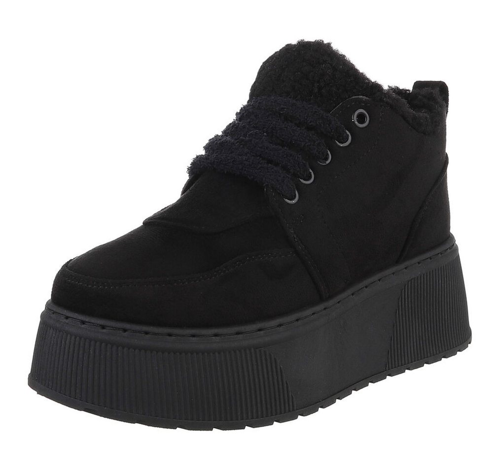 Ital-Design Modische Sneaker mit kuscheliger Fütterung für Damen Snowboots (90458039) Keilabsatz/Wedge Stiefeletten in Schwarz Bild 2