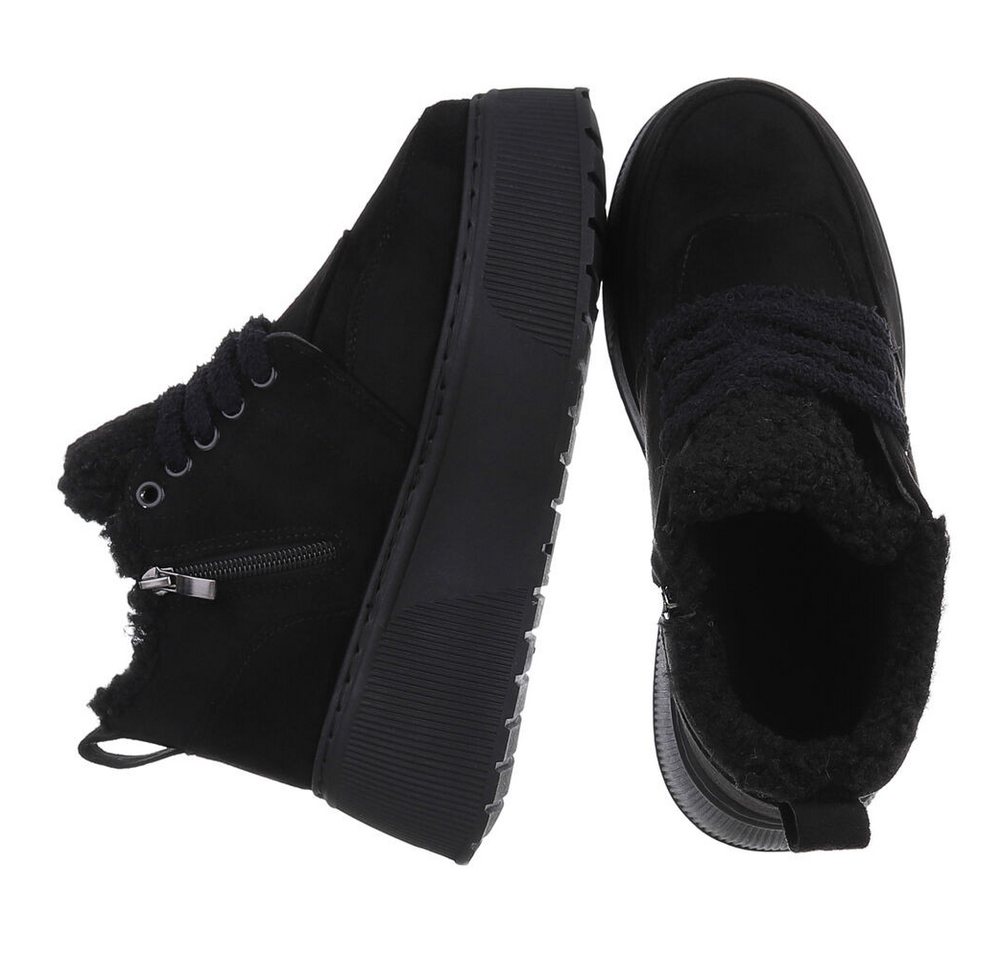 Ital-Design Modische Sneaker mit kuscheliger Fütterung für Damen Snowboots (90458039) Keilabsatz/Wedge Stiefeletten in Schwarz Bild 3