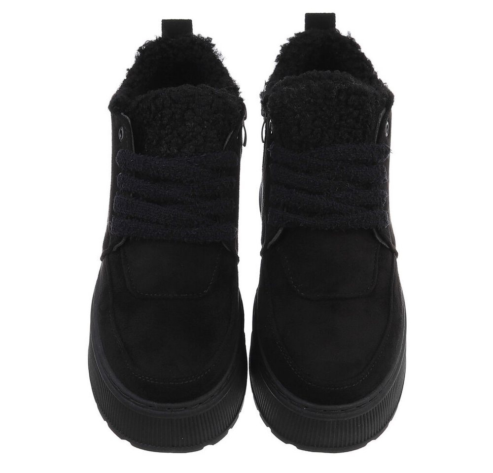 Ital-Design Modische Sneaker mit kuscheliger Fütterung für Damen Snowboots (90458039) Keilabsatz/Wedge Stiefeletten in Schwarz Bild 4