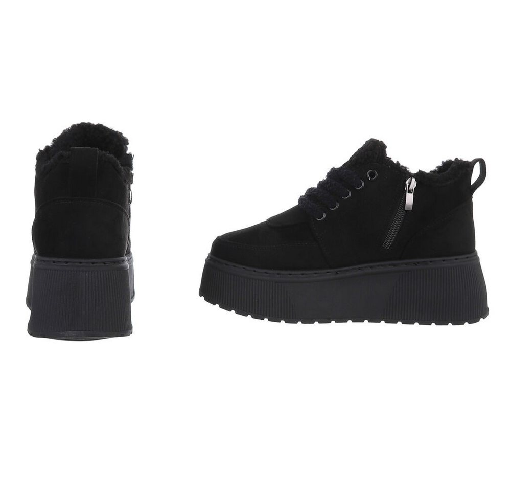 Ital-Design Modische Sneaker mit kuscheliger Fütterung für Damen Snowboots (90458039) Keilabsatz/Wedge Stiefeletten in Schwarz Bild 5
