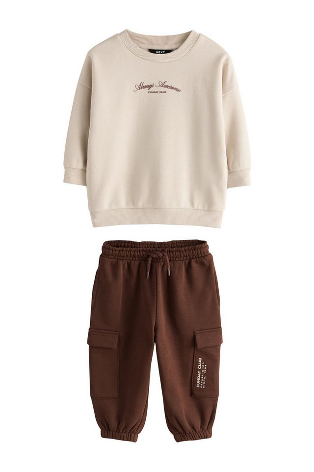 Next Sweatanzug Rundhals-Sweatshirt und Utility-Jogginghose im Set (2-tlg)