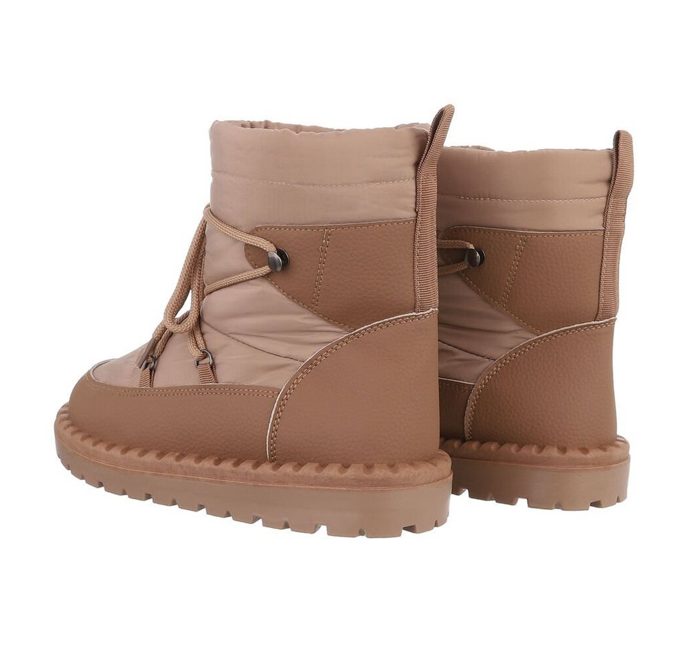 Ital-Design Damen Snowboots Freizeit Snowboots Flach Schnürstiefeletten in Hellbraun Bild 2