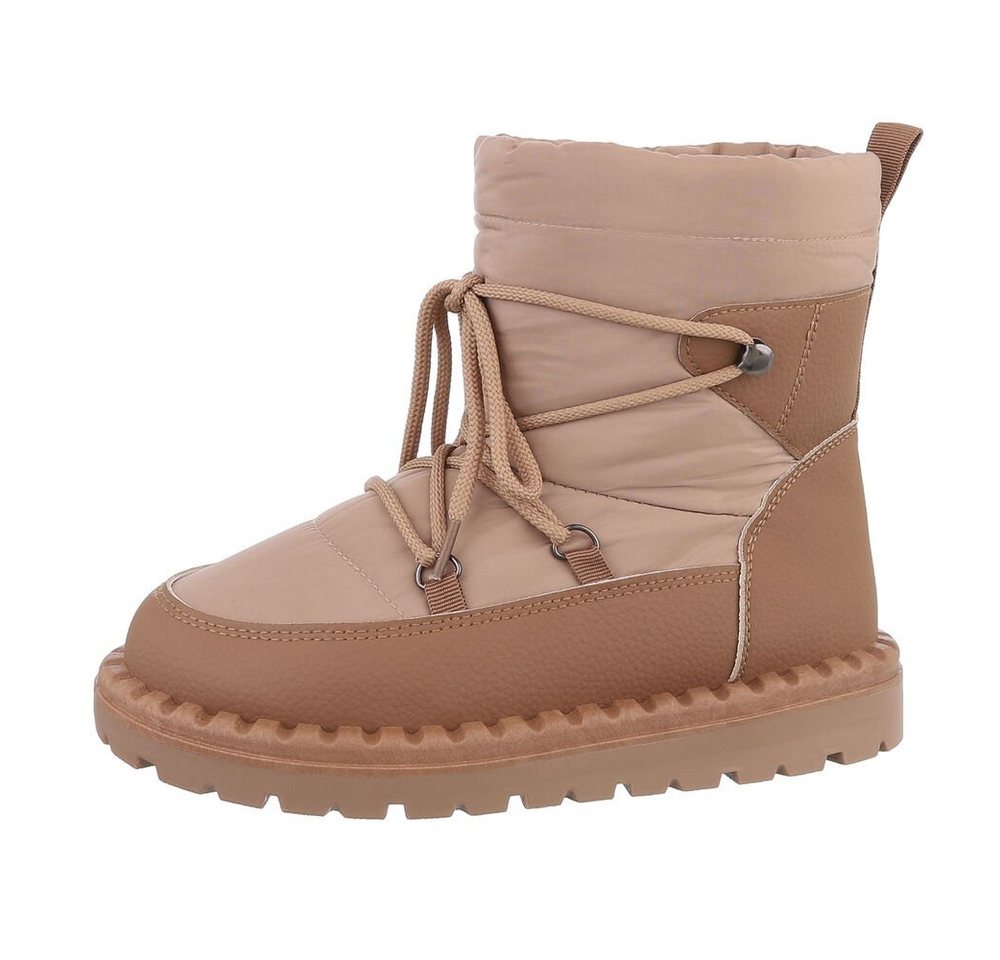 Ital-Design Damen Snowboots Freizeit Snowboots Flach Schnürstiefeletten in Hellbraun Bild 3