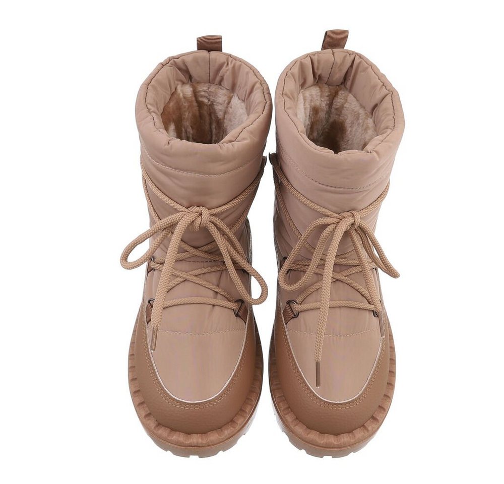 Ital-Design Damen Snowboots Freizeit Snowboots Flach Schnürstiefeletten in Hellbraun Bild 4