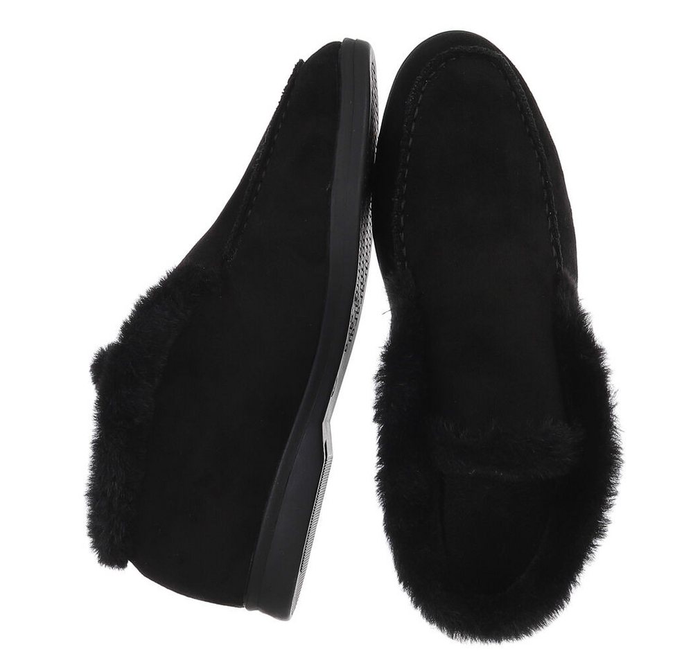 Ital-Design Gemütlicher Damenschuh mit weicher Innenauskleidung Snowboots (90793370) Blockabsatz Mokassins in Schwarz Bild 2