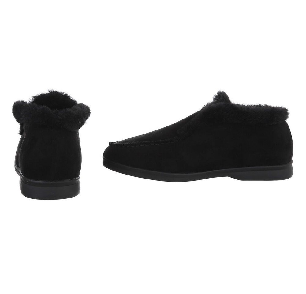 Ital-Design Gemütlicher Damenschuh mit weicher Innenauskleidung Snowboots (90793370) Blockabsatz Mokassins in Schwarz Bild 3