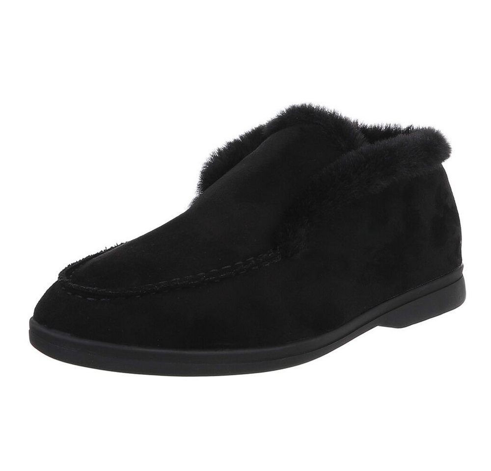 Ital-Design Gemütlicher Damenschuh mit weicher Innenauskleidung Snowboots (90793370) Blockabsatz Mokassins in Schwarz Bild 4