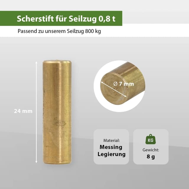 TRUTZHOLM Scherstift Für Seilzug Greifzug Forst Seilwinde Winde 800 kg