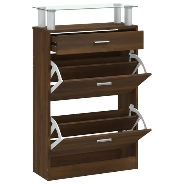 vidaXL Schuhschrank Braun Eichen-Optik 63x24x104 cm Holzwerkstoff 342569