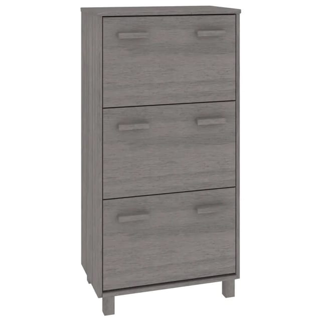 vidaXL Schuhschrank HAMAR Hellgrau 59,5x35x117 cm Massivholz Kiefer 340515